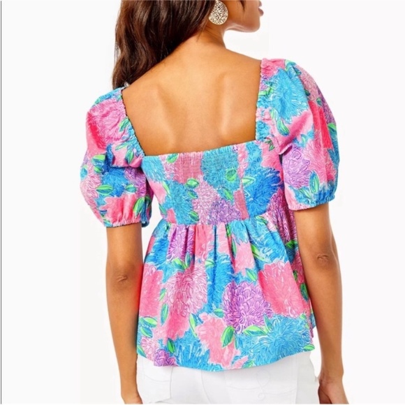 Lilly Pulitzer Multicolor Floral Puff Sleeve Blouse - Picture 2 of 7